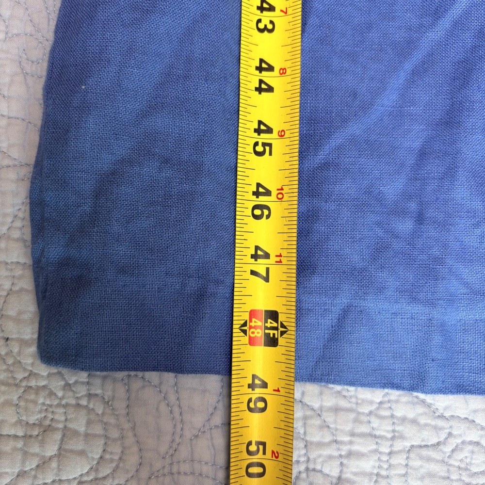 Vintage Althuser Blue 100% Linen Button Front Midi Dress Sheath Made in USA 14 - Picture 7 of 8